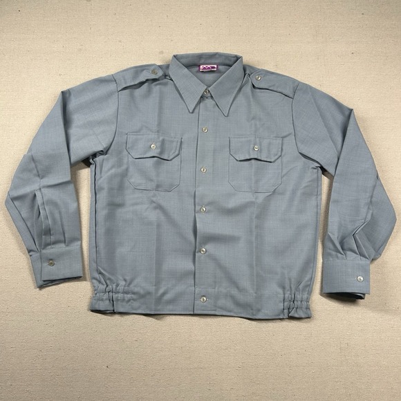 Vintage Kosice Blouse Mens 42 L Uniform Top Button Up Shirt 70s 80s Security Law - Picture 1 of 10